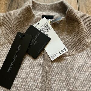 MAGASCHONI 100% Cashmere Quarter Zip Pullover Sweater in Mushroom Heather M